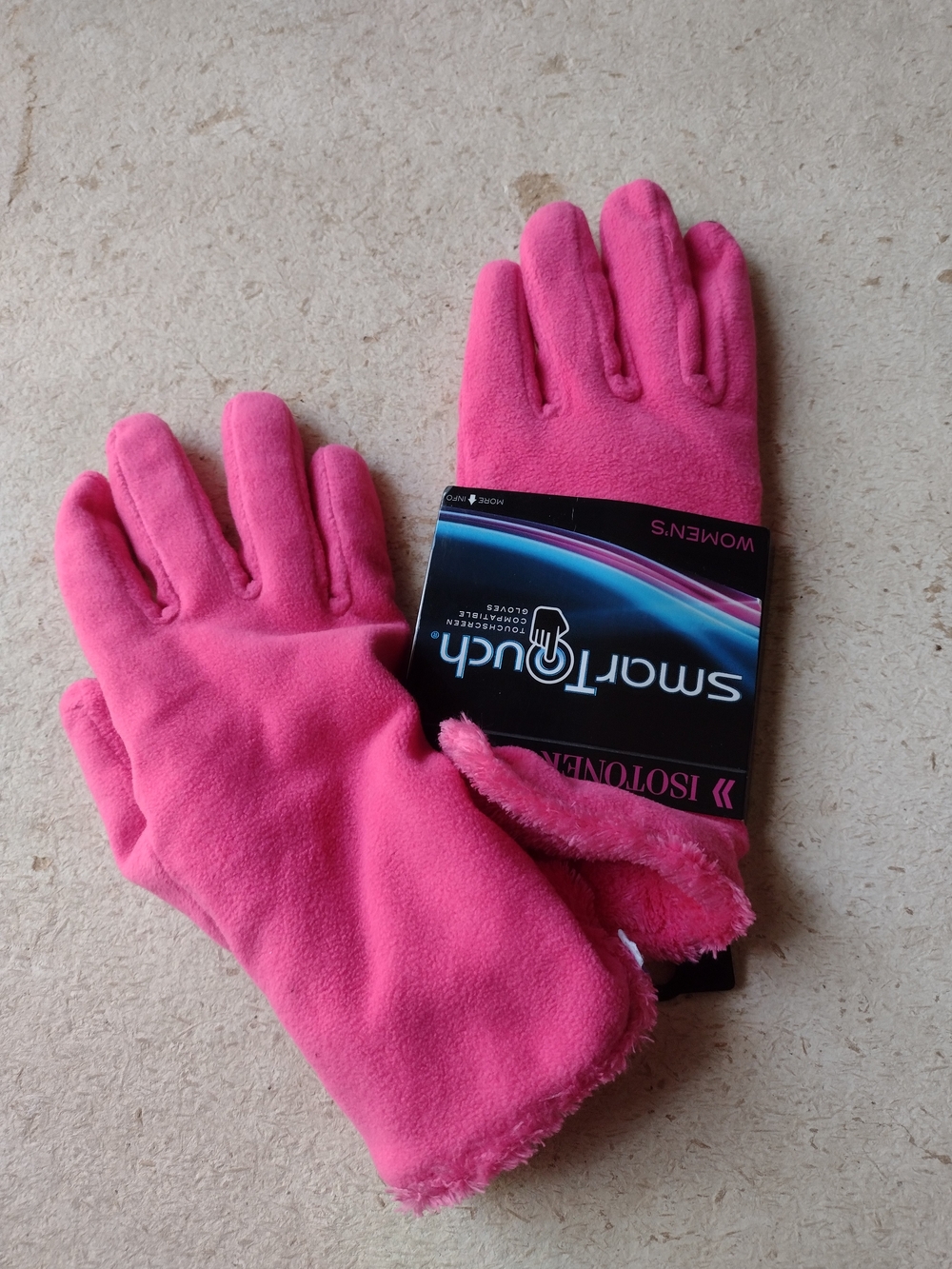 Womens Hot Pink Isotoner Smart Touch Winter Gloves